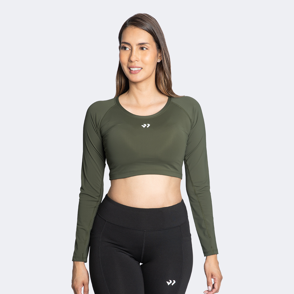 Crop Manga Larga Running Katie Mujer